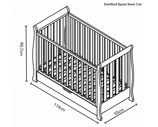 Seren Space Saver Cot & Cot Top Changer - White