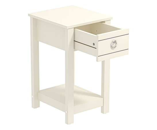 Clover 1 Drawer Bedside Table- Ivory