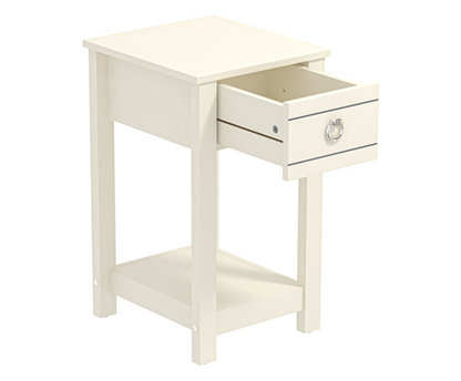 Clover 1 Drawer Bedside Table- Ivory