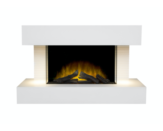 Alister Wall Mounted Fire Suite With Remote Control - White 
