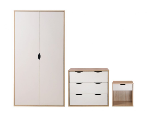 Atrix 3 Piece Bedroom Set 3 Drawer-White
