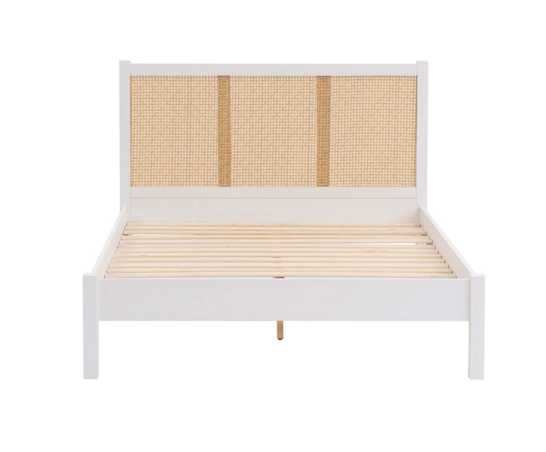 Cora Ottoman King Rattan Bed- White