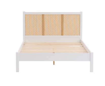 Cora Ottoman King Rattan Bed- White