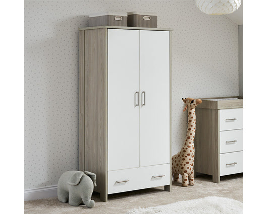 Nina Double Wardrobe - Grey Wash & White