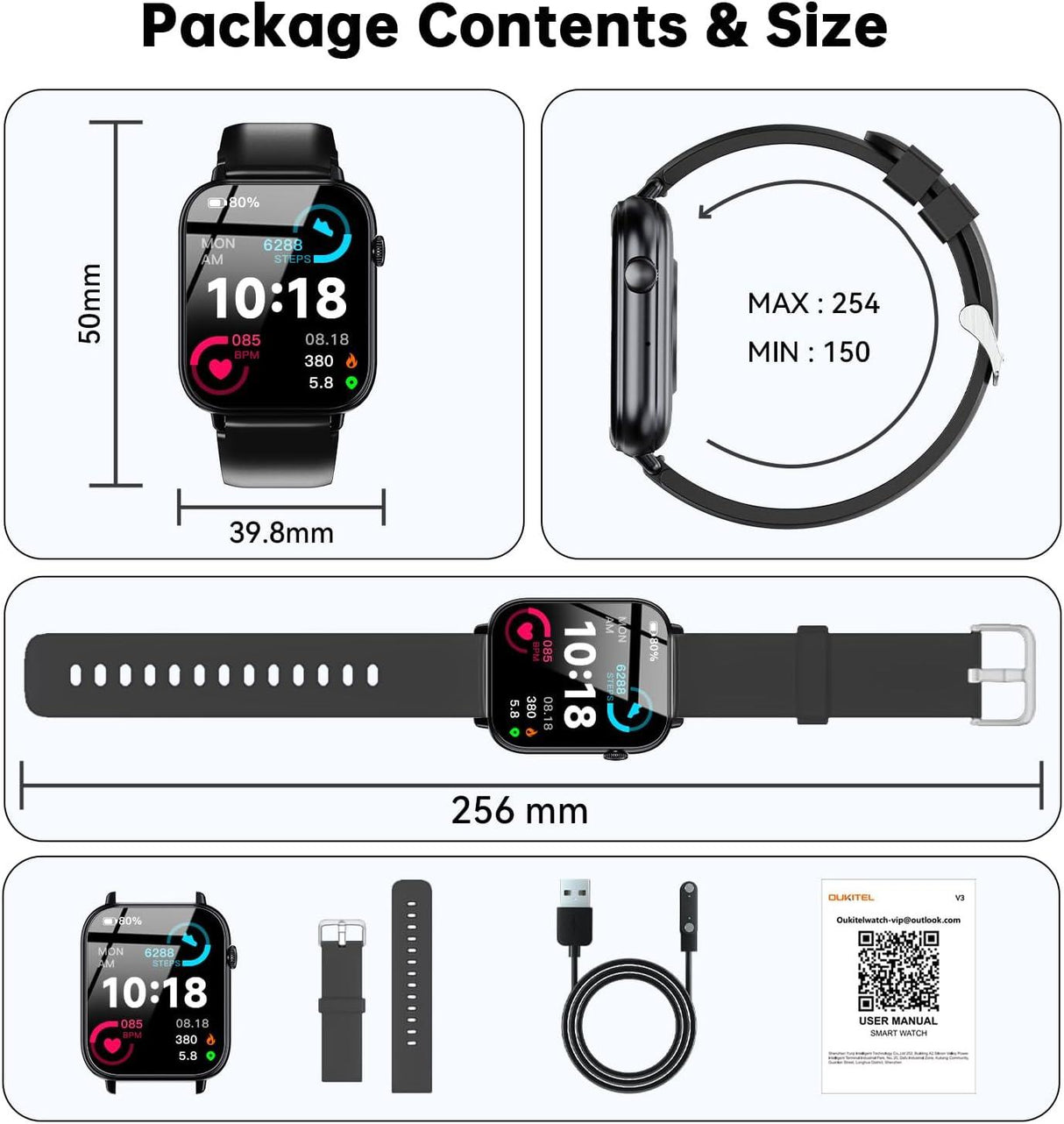 Smart Fitness Watch - Black