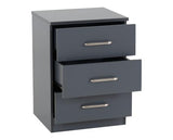 DAKOTA 3 DOOR WARDROBE BEDROOM SET - DARK GREY
