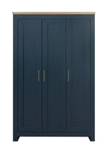 Harper 3 Door Wardrobe - Navy Blue & Oak