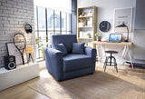 Owen Velvet Single Sofa Bed - Dark Blue
