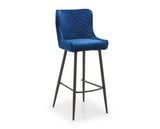 Leena Velvet Bar Stool-Blue