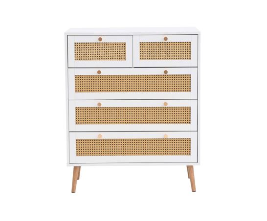 Catalina 5 Drawer Rattan Chest- White