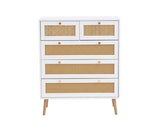 Catalina 5 Drawer Rattan Chest- White