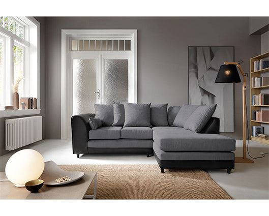 Dan Right Hand Facing Corner Sofa - Black & Charcoal