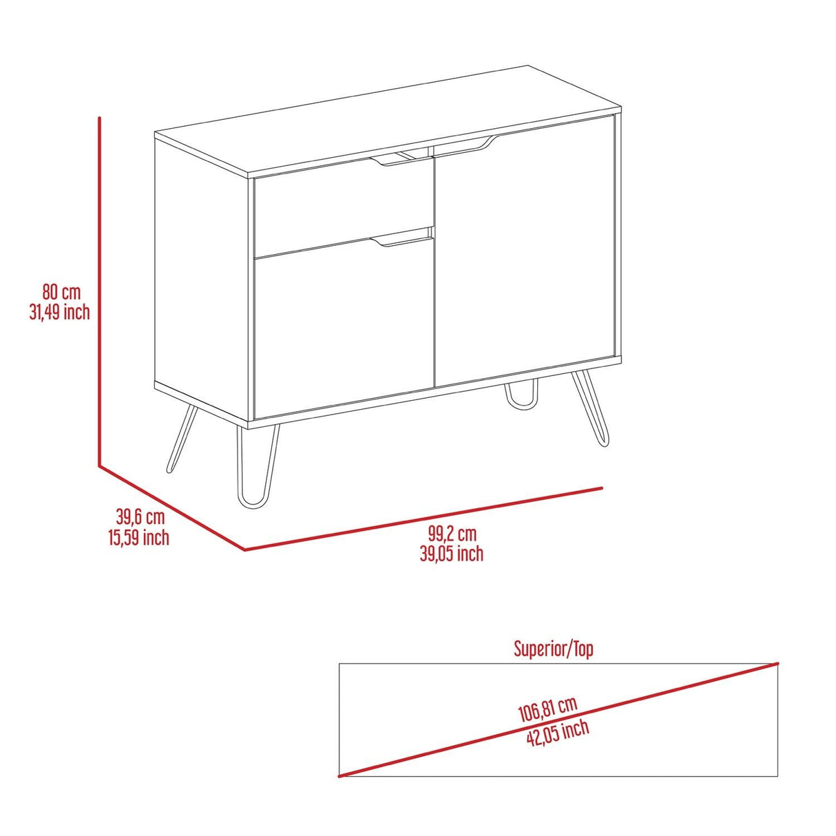 Matteo Small Sideboard with 2 Doors, 1 Drawer