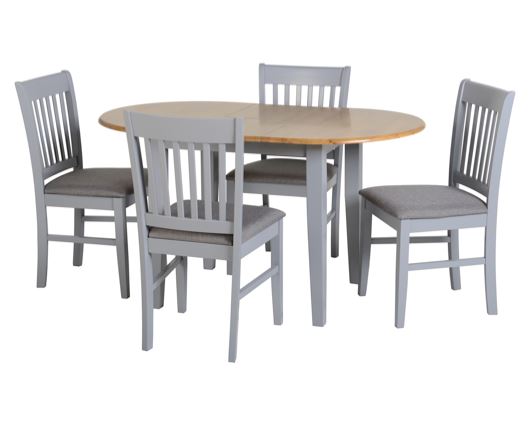 Oakland Extending Dining Set - Grey/Natural Oak/Grey Fabric