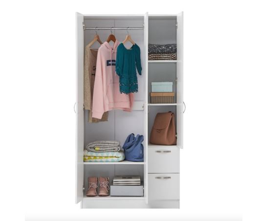 Easton 3 Door Double Wardrobe- White