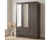 NEVADA 3 DOOR 2 DRAWER WARDROBE - BLACK WOOD GRAIN