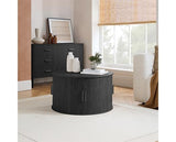 Axel Round Fluted Coffee Table with Storage - Black