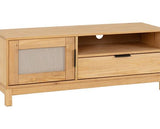 CORONA RATTAN 1 DOOR 1 DRAWER TV UNIT - DISTRESSED WAX PINE/RATTAN EFFECT