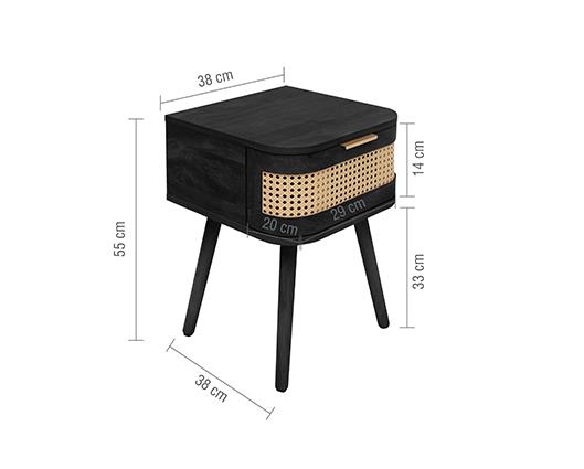 Noah 1 Drawer Bedside - Black