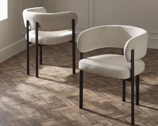 Bolivia Set of 2 Dining Chairs Cream & Black