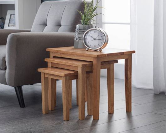 Clara Nest of Tables-Natural Oak Finish