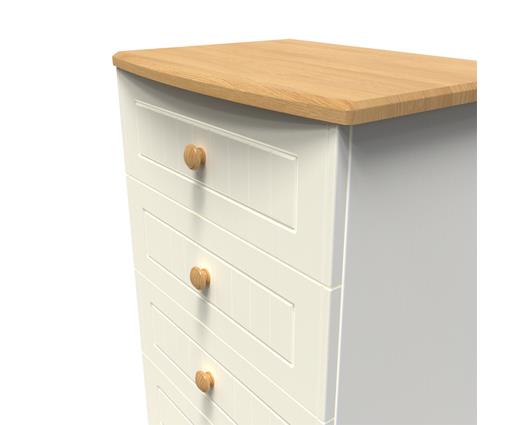 Warwick 4 Drawer Midi Chest - Cream Ash with Modern Oak Top