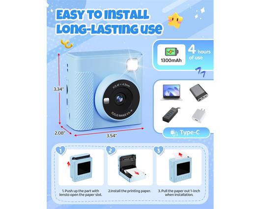 Kids Instant Print Camera - Blue