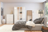 Larz 4 Door 2 Drawer Wardrobe With Mirror - White