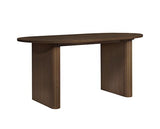 Axel Oval Fluted Dining Table with 2 Fabric Chairs and 1 Bench - Walnut