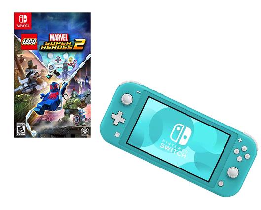 Nintendo Switch Lite Turquoise Console with Lego Marvel Superheroes 2