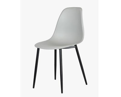 Curve chair, light grey plastic seat with black metal legs (pair)