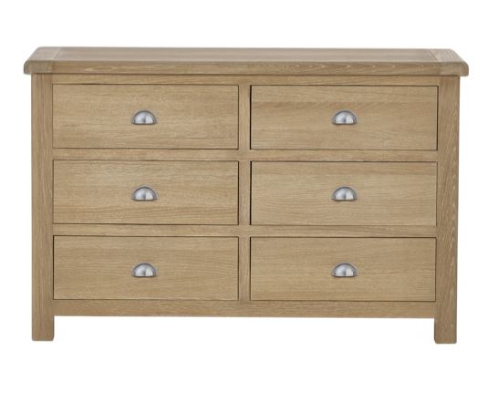 Malani Limed Oak 6 Drawer Wide Chest