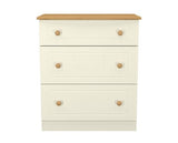 Warwick 3 Drawer Deep Chest - Cream Ash with Modern Oak Top
