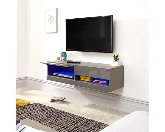 Graze LED 120cm Wall TV Unit-Grey