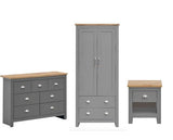 Lincoln 3 Piece Bedroom Set (2 Door Wardrobe, 2+2 Chest, 1 Drawer Bedside)