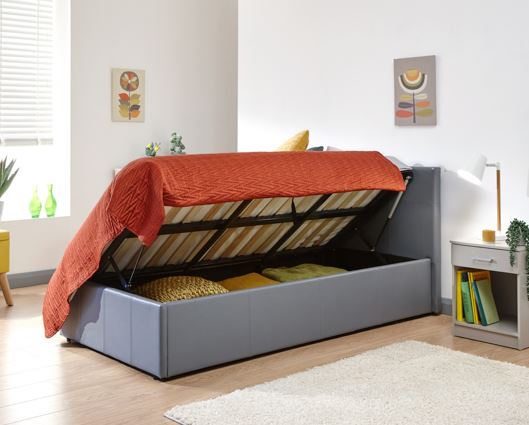 Serena Side Lift Ottoman King Bed - Light Grey
