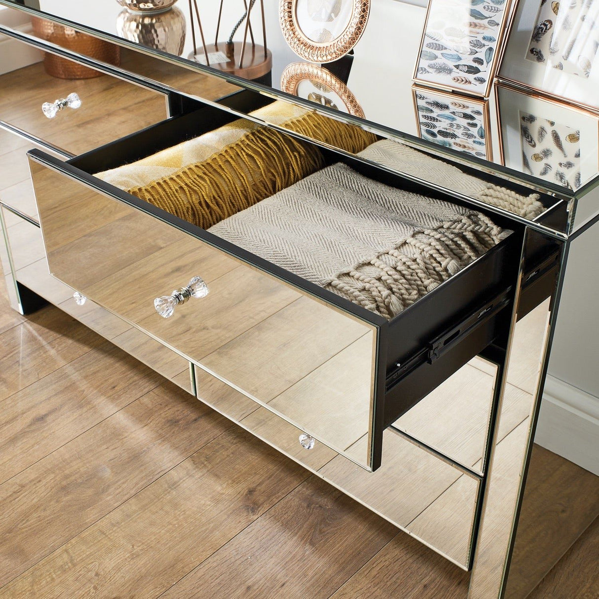 Saxen 2 Drawer Bedside Table - Mirrored