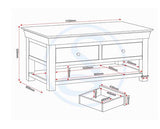 BORDEAUX 2 DRAWER COFFEE TABLE - IVORY/OAK
