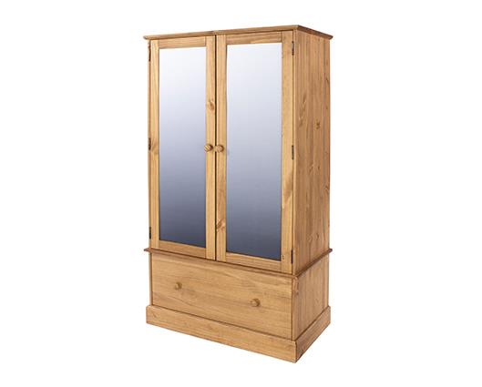 Cotswold 2 mirror door, 1 drawer wardrobe