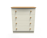 Warwick 4 Drawer Chest - Cream Ash with Modern Oak Top