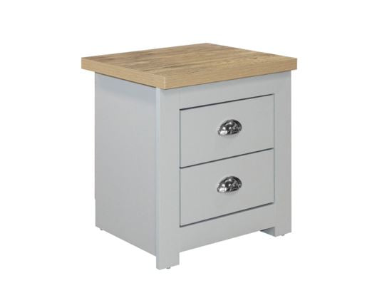 Harper 2 Drawer Bedside Table - Grey