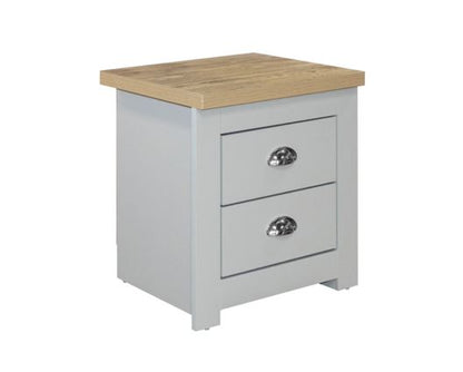 Harper 2 Drawer Bedside Table - Grey