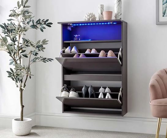 Graze Wall Hanging Two Tier Shoe Cabinet- Grey