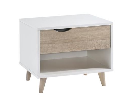 Shanelle 1 Drawer Bedside White-Oak