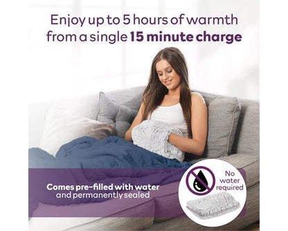 Rechargeable Hot Water Bottle - Grey Faux Fur