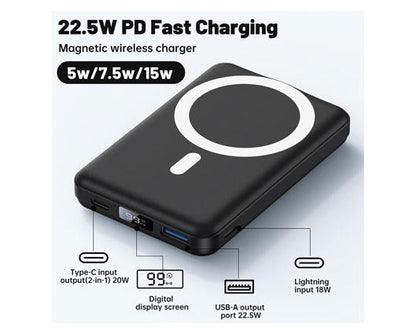 Magnetic Wireless Power Bank with Foldable Stand and LED Display