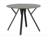 ATHENS ROUND & AVERY DINING SET (X4 CHAIRS) - CONCRETE/SAPPHIRE BLUE VELVET