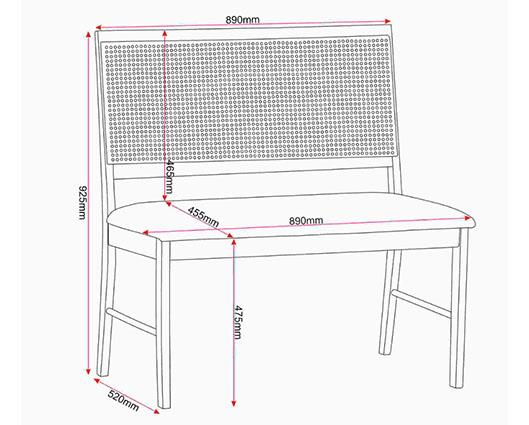 ELLIS DINING BENCH - OAK EFFECT/GREY FABRIC