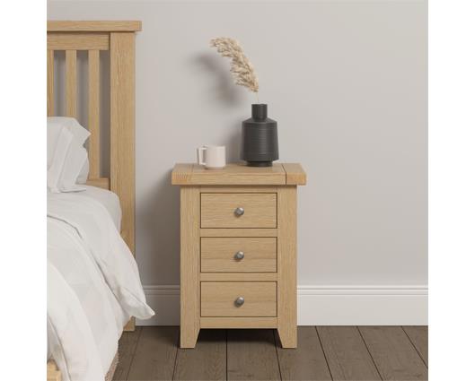 WINDSOR 3 DRAWER BEDSIDE - NATURAL OAK