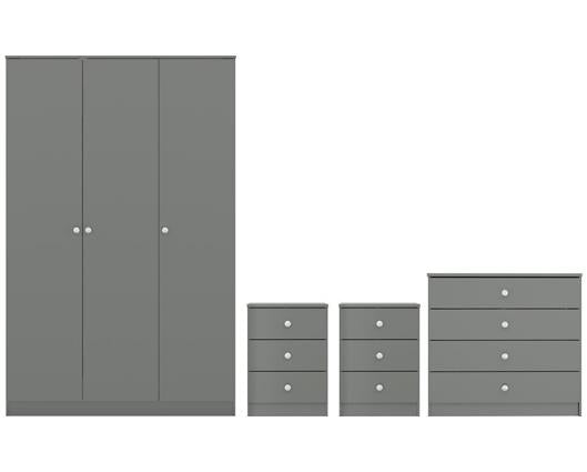 DENVER 3 DOOR WARDROBE BEDROOM SET - GREY GLOSS